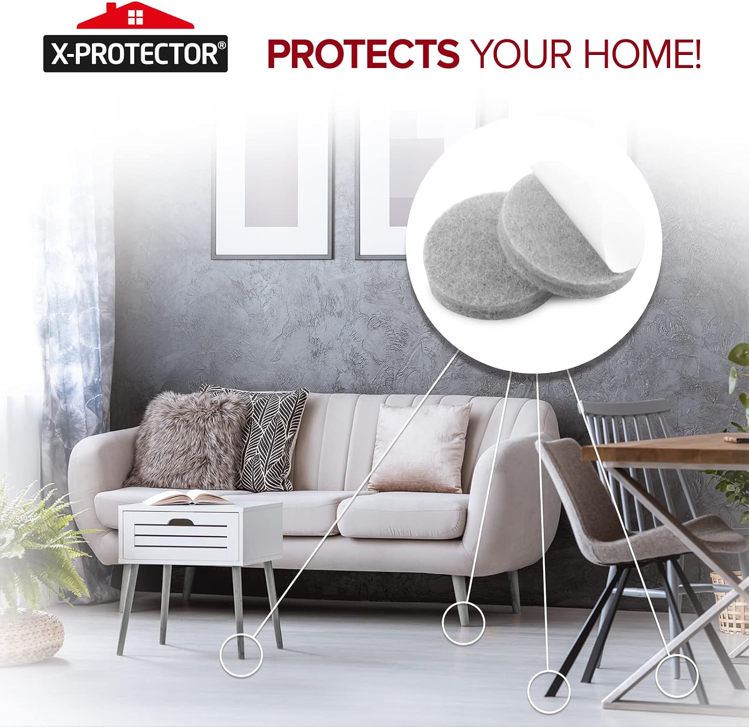 Felt Furniture Pads X-PROTECTOR 133 PCS Premium Furniture Pads - Felt Pads | Furniture Feet Wood Floor Protectors - Protect Your Hardwood & Laminate Flooring! Brown and Beige