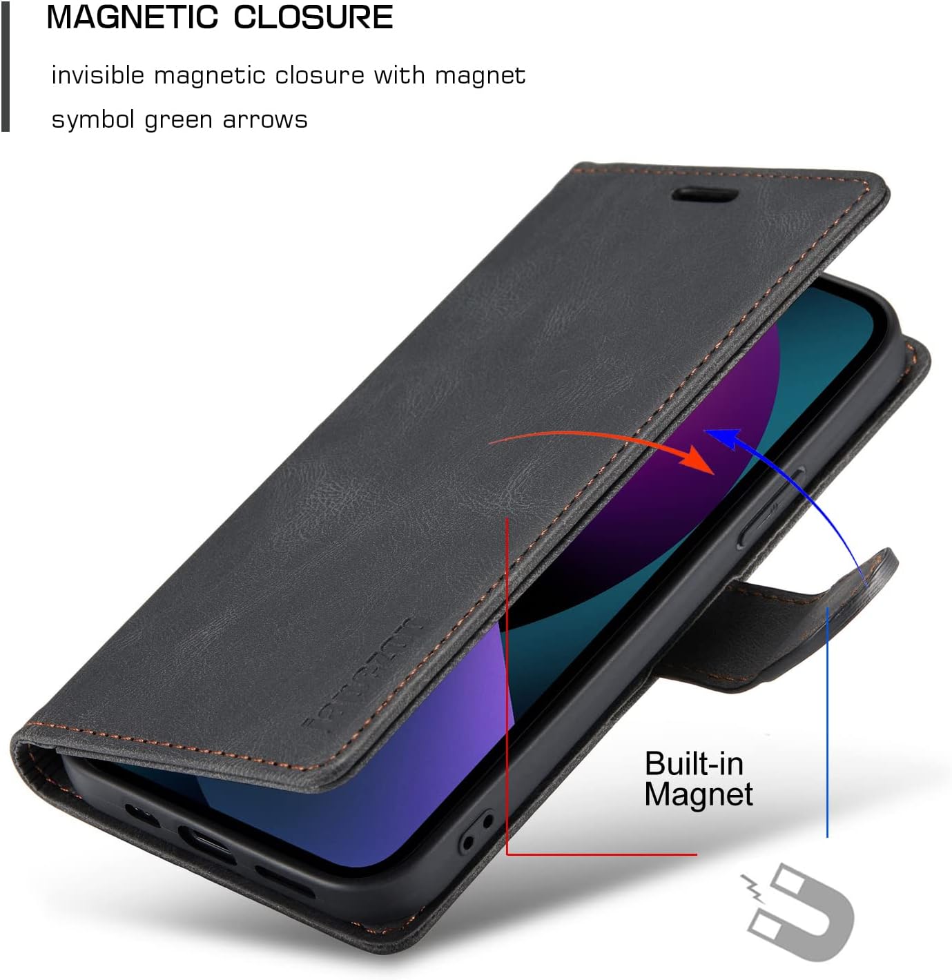 japezop iPhone 12 Mini Wallet Case with [RFID Blocking],Blue