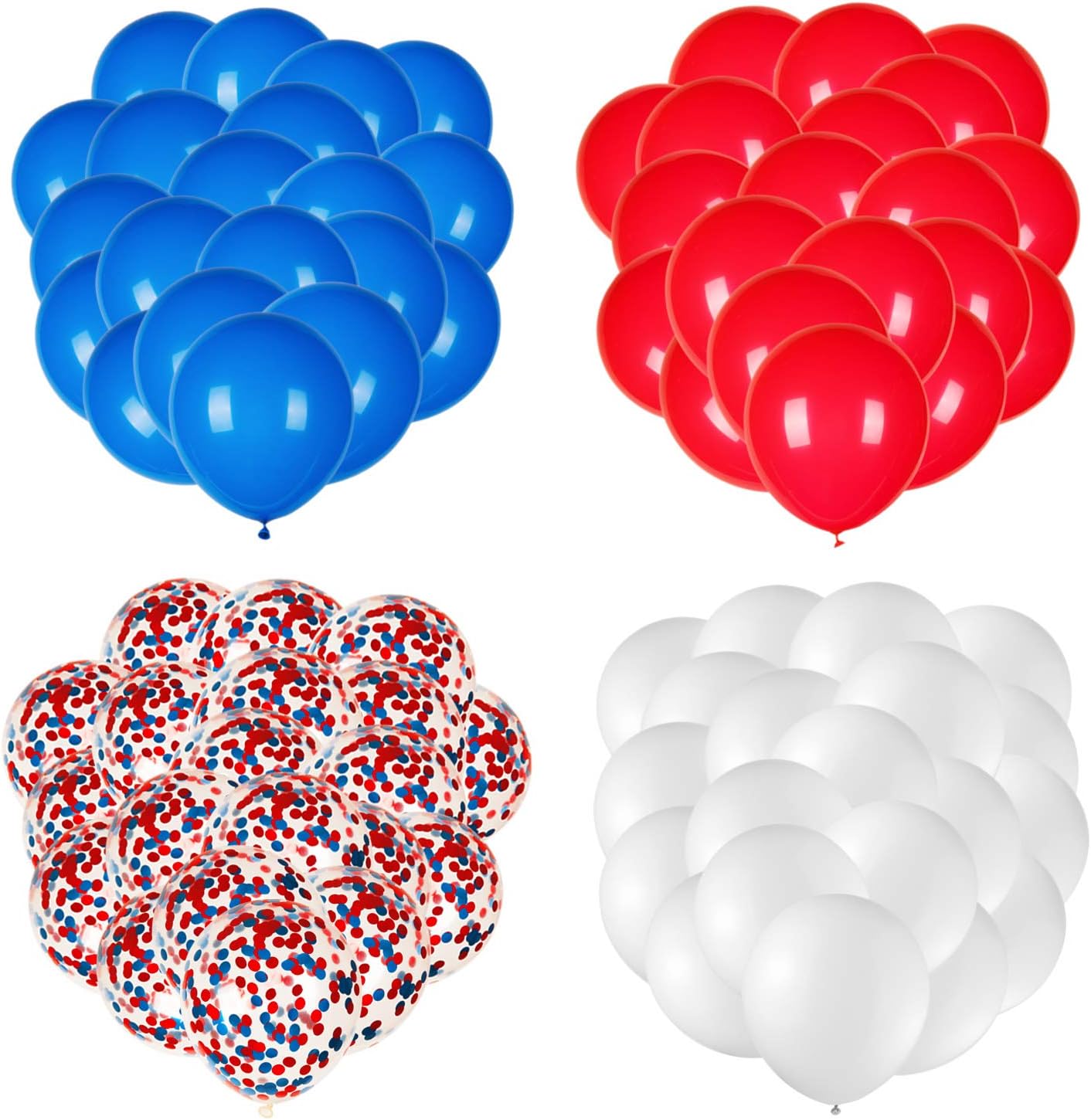 JOYYPOP 80 PCS Red White Blue Balloons 12 in with Confetti for 4th of July