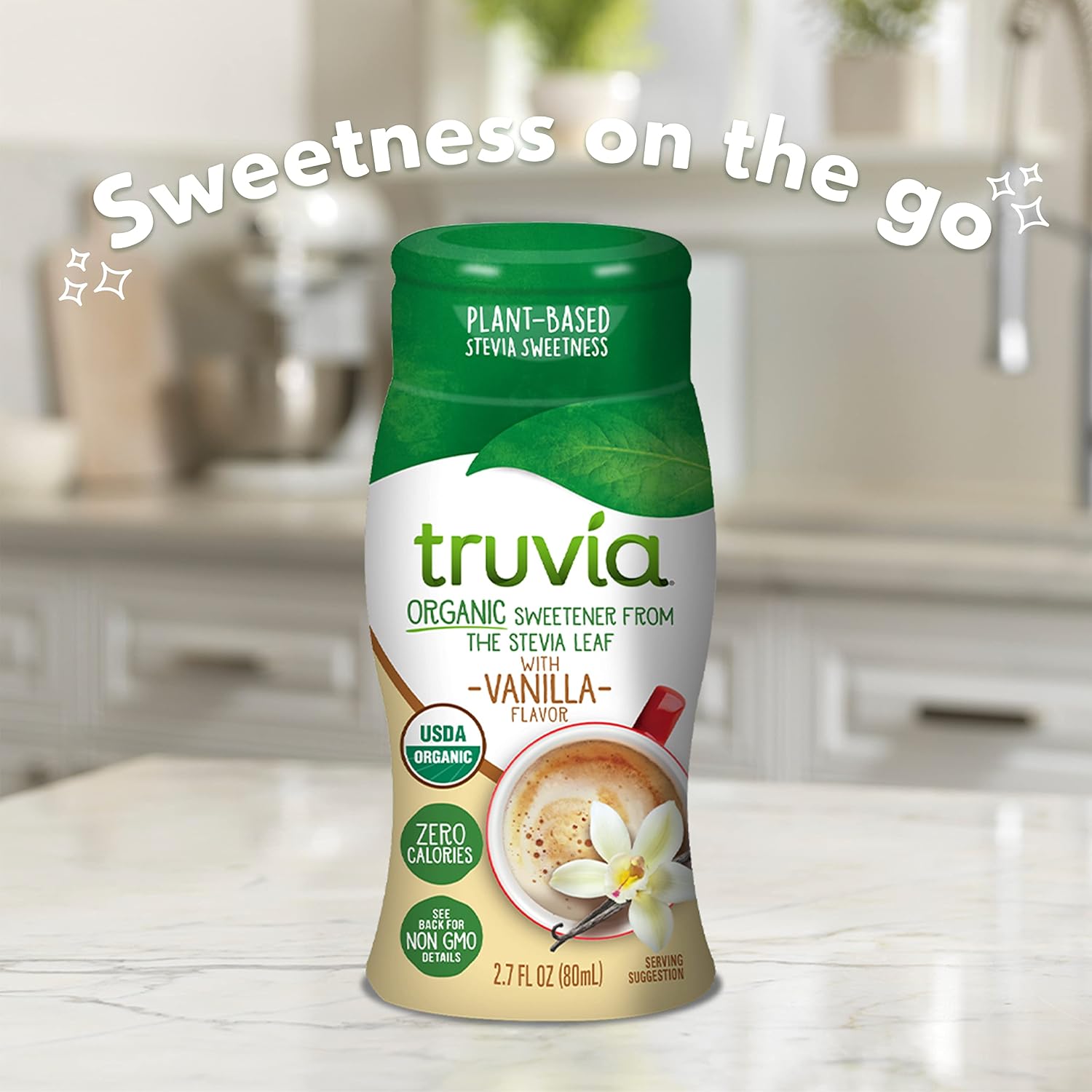 Truvia Organic Zero-Calorie Liquid Stevia Sweetener, 2.7 fluid ounce bottle, Vanilla flavor
