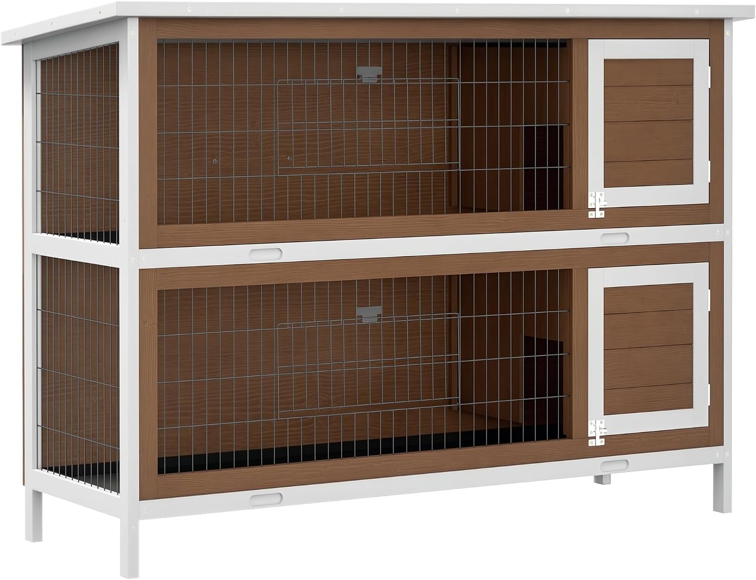 PawHut 54" 2-Story Large Rabbit Hutch Bunny Cage Wooden Pet House Small Animal Habitat with Lockable Doors, No Leak Tray and waterproof Roof for Outdoor/Indoor Orange | Wooden Pet House, Small Animal Habitat, No Leak Tray, Waterproof Roof, for Chickens D…