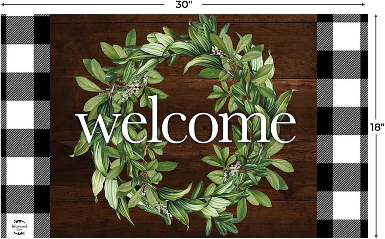 Briarwood Lane Doormat 30x18 Indoor Outdoor Farmhouse Wreath Spring for Spring Doormat