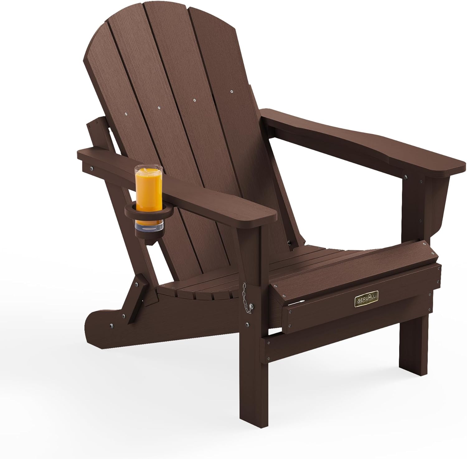SERWALL Folding Adirondack Chairs with Cup Holder, Outdoor Fire Pit - Blue