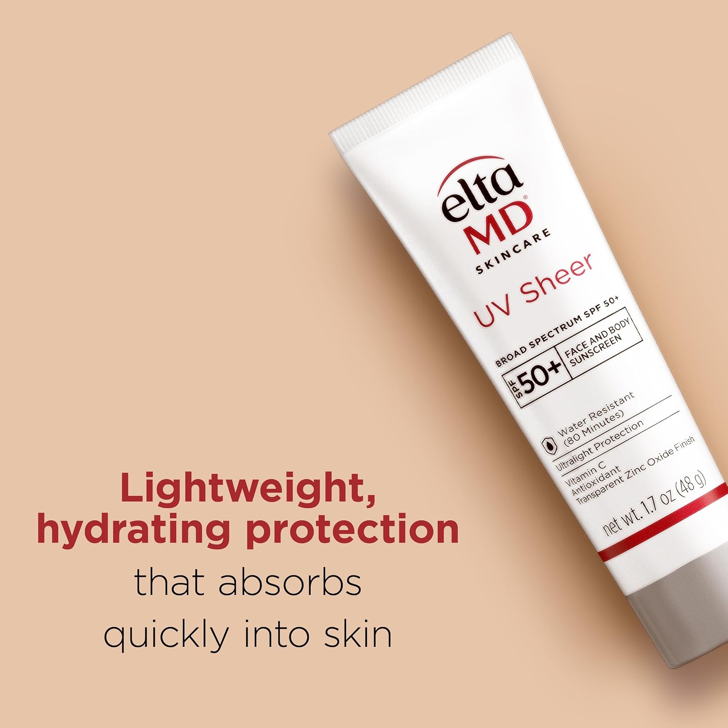 EltaMD UV Sheer Face and Body Sunscreen with Zinc Oxide, SPF 50+, 1.7 oz