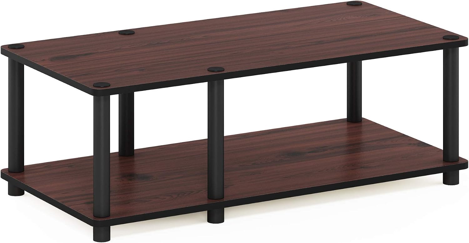 Furinno Turn-N-Tube TV Riser Stand, 2-Tier Small Elevated No Tools TV Stand, TV Console for TV up to 32 inch, 15.8 x 23.8 x 11, for Living Room, Bedroom, French Oak/Black
