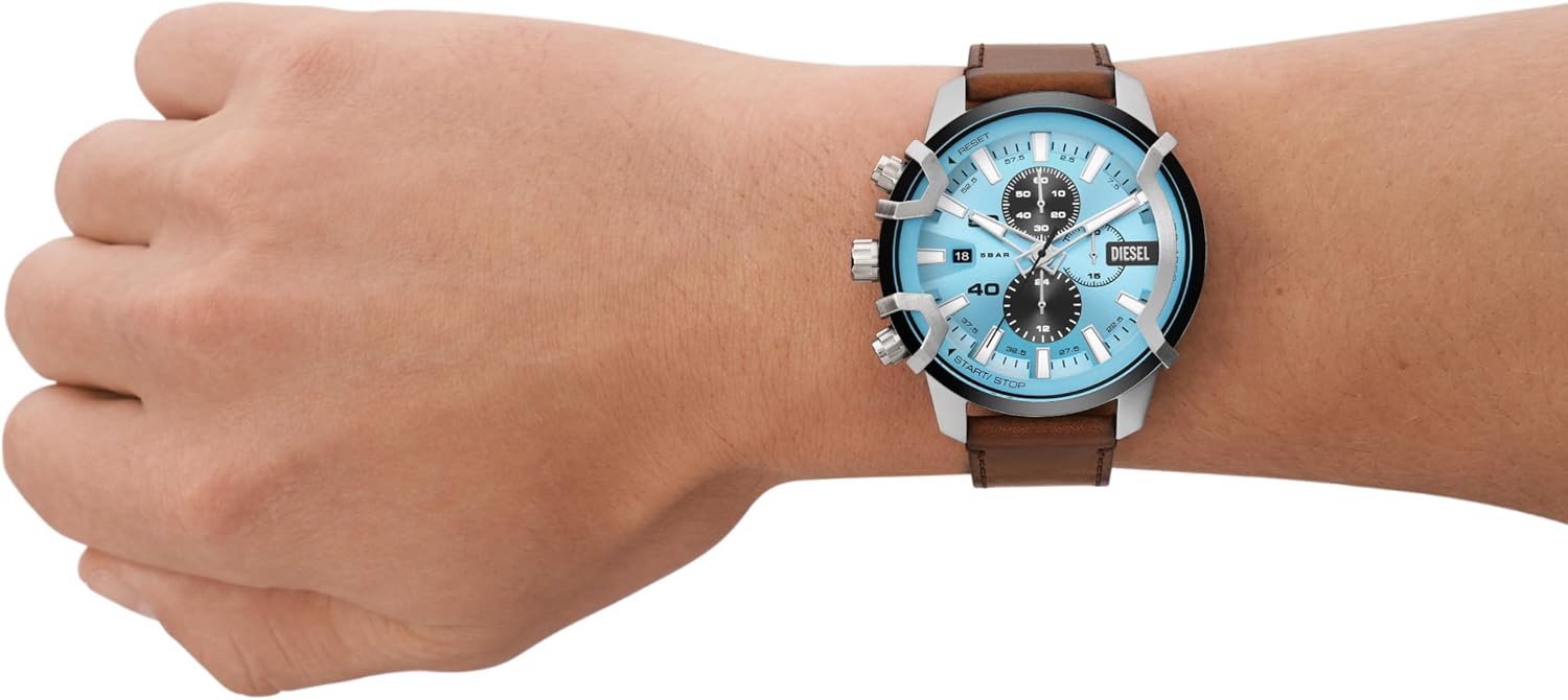 Diesel Men's Griffed Watch, Stainless Steel Chronograph Watch for Men