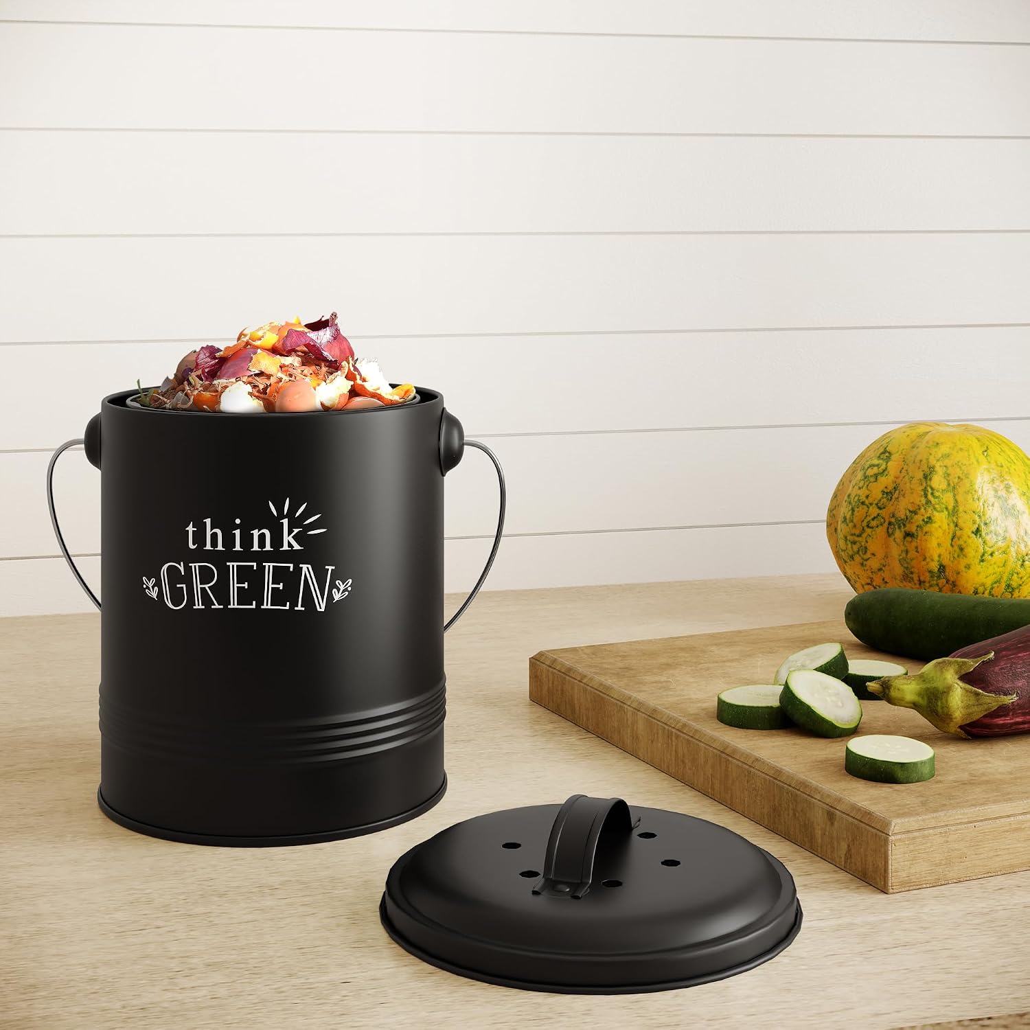 Barnyard Designs 1.2 Gallon Kitchen Counter Compost Bin with Lid (Mint)