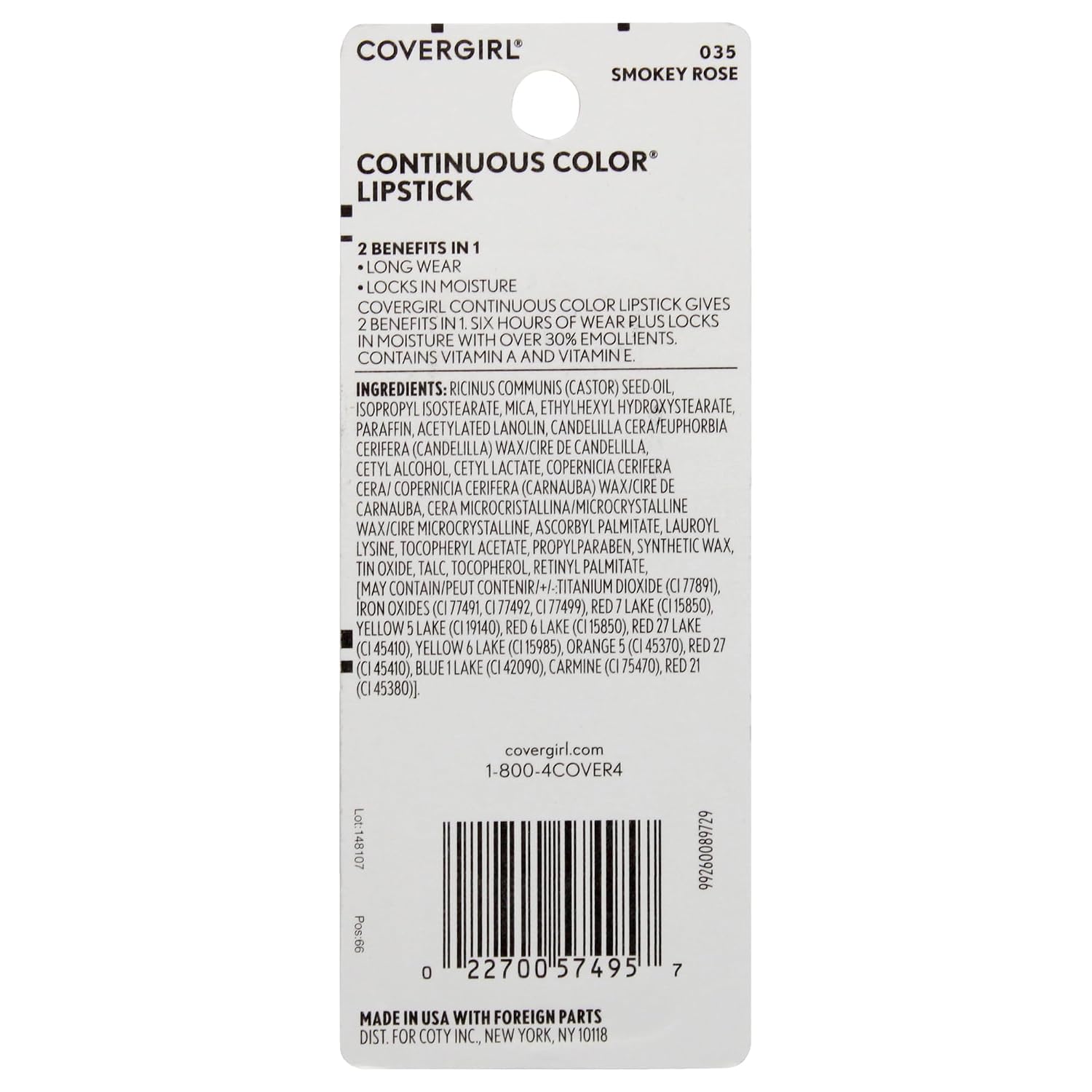 COVERGIRL Continuous Color Lipstick It's Your Mauve 030, 0.13 oz (packaging may vary)