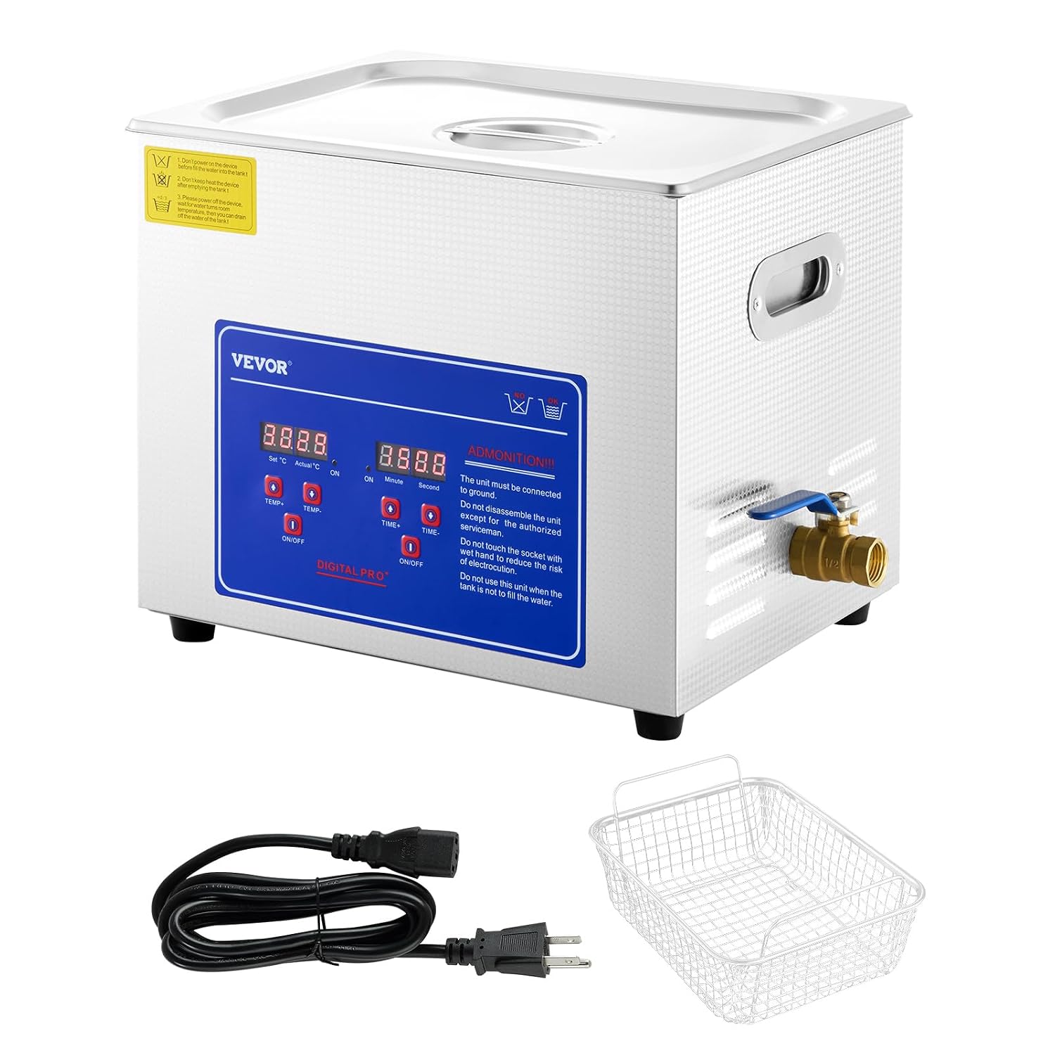 VEVOR 6L Commercial Sonic Cleaner, 40kHz Professional Cleaning Machine with Digital Timer & Heater, 110V - Ideal for Watches, Instruments, and Industrial Parts, FCC/CE/RoHS Certified | with Digital Timer and Heater, 110V, for Watch, Instruments, and Indu…