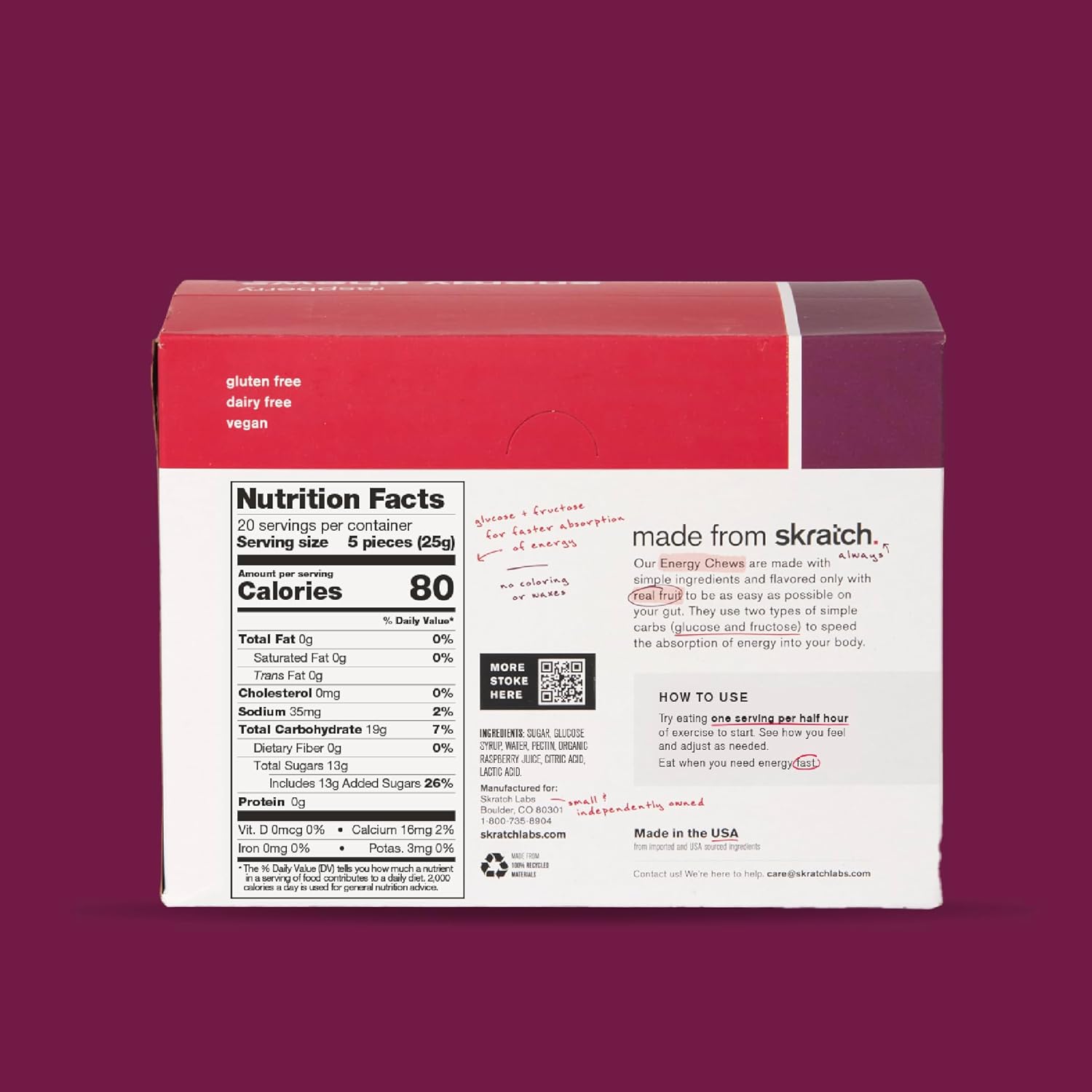 Skratch Labs Energy Chews, Caffeinated Sour Cherry, 10 Pack
