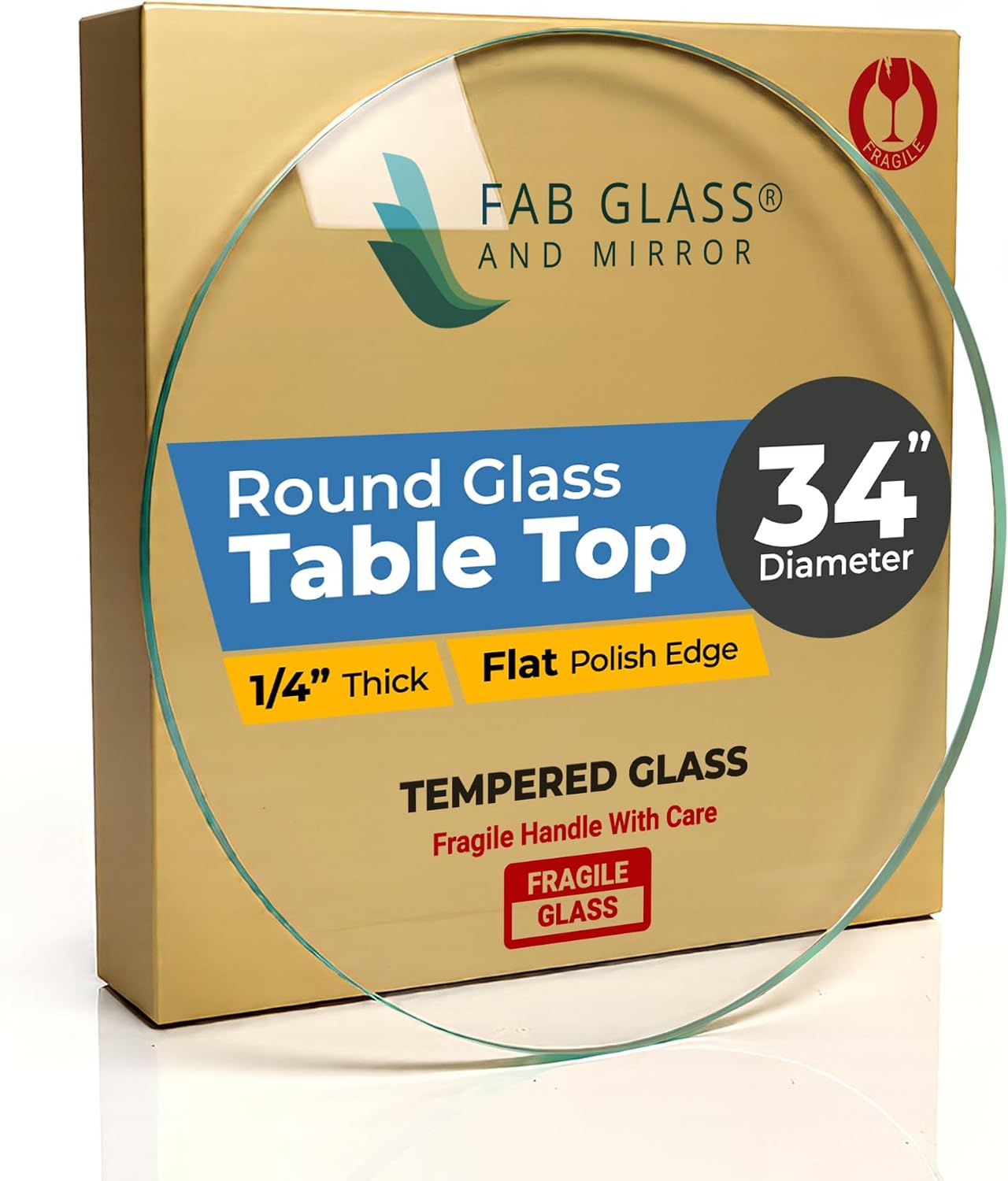 22 Inch Round Tempered Beveled Polished Edge Glass Table Top -1/2” Thick Round Glass Table Top–Heavy Duty, Dining, Coffee, and Office Tables by Fab Glass and Mirror