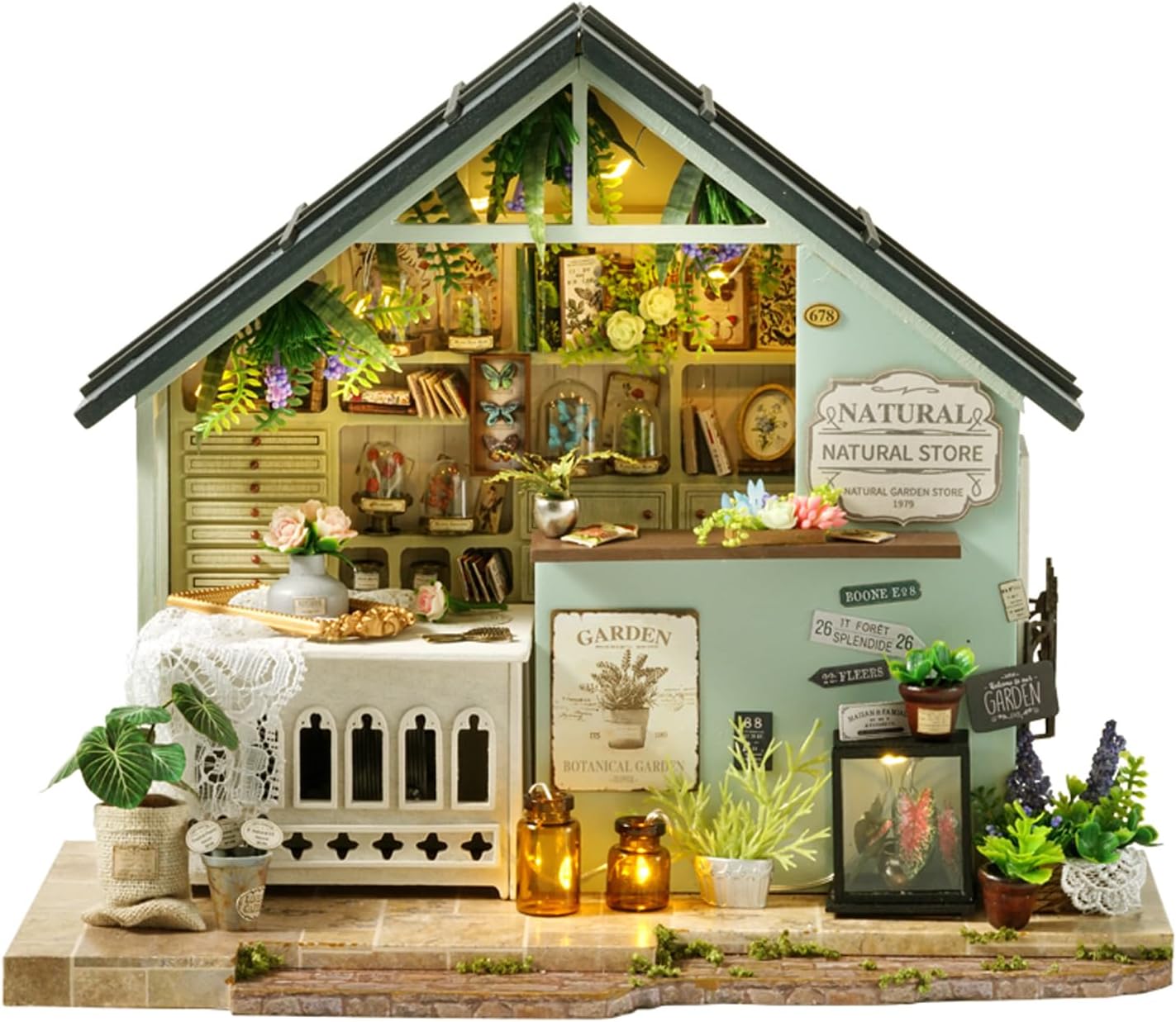 MAGQOO Wooden Dollhouse Miniature with Furniture DIY Dollhouse Kit DIY House Kit Tiny House Kit with Voice Control and Music Movement 1:18 Scale Creative Room Idea(Time Travel)