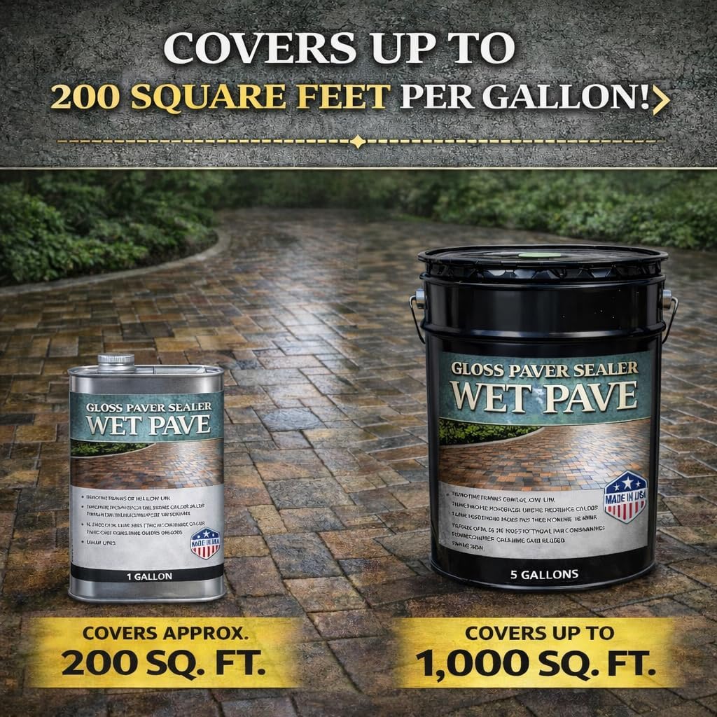 Wet Pave Paver Sealer – Waterproof & UV-Resistant Masonry Sealer for Concrete, Brick & Stone – Color Enhancing
