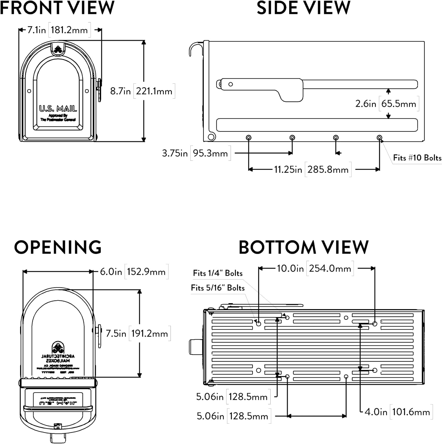 ARCHITECTURAL MAILBOXES 7600P-10 MB1 Mailbox, Medium, Pewter | Galvanized steel build for outside with rust-resistant powder-coat finish and a magnetic door closure. USPS approved.