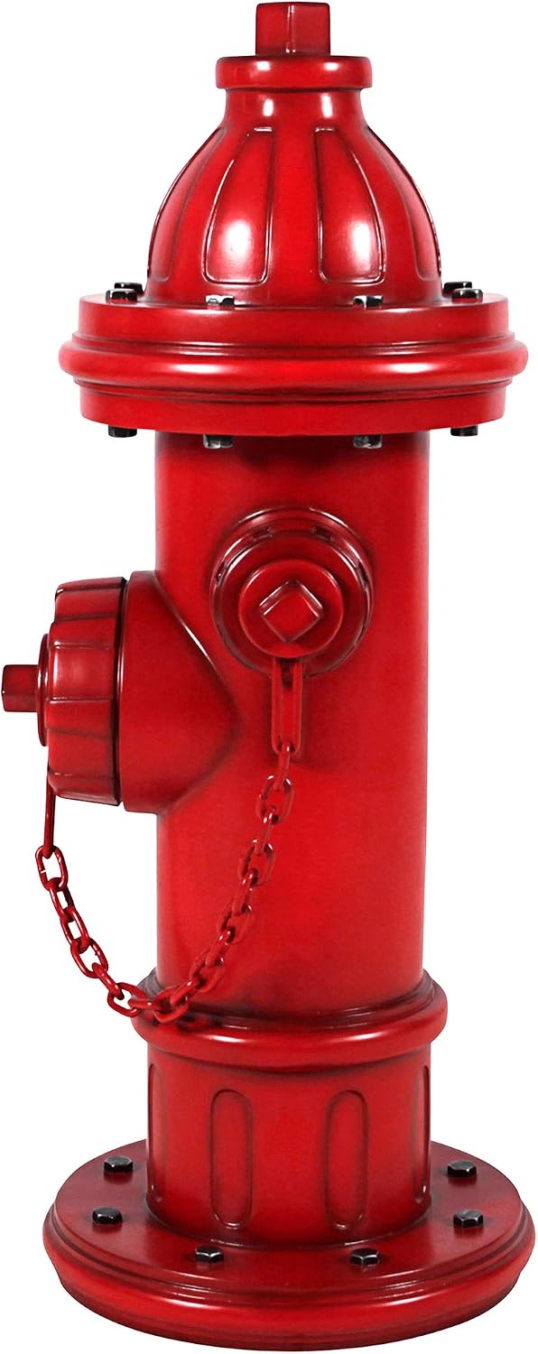 Design Toscano Dog's Second Best Friend Fire Hydrant Pee Post Indoor/Outdoor Statue, Medium 14 Inch Tall, Cast Stone Resin, Red Painted Finish