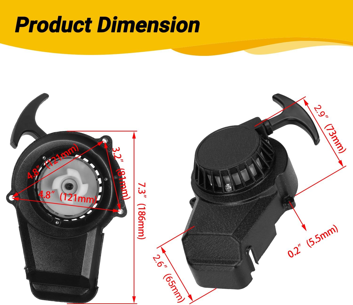 HIAORS Alloy Recoil Pull Starter Compatible with SYX Moto 50cc Dirt Bike 47cc 49cc 2 Stroke SSR SX50 Apollo Coolster QG-50 Xpro Holeshot Hawk DRX