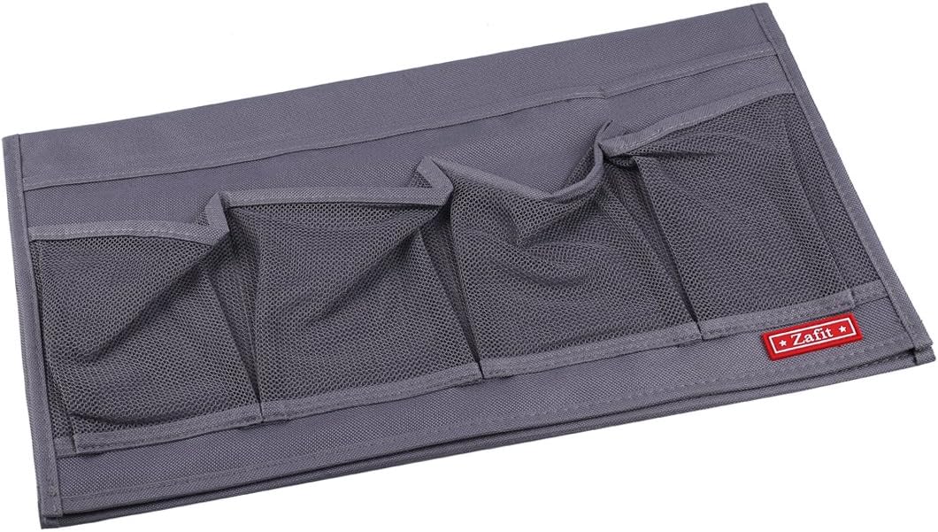 Zafit Bedside Storage Organizer, Table Cabinet Bedside Organizer Caddy for Remotes Phone Glasses (Classic 4 Pockets-Grey)