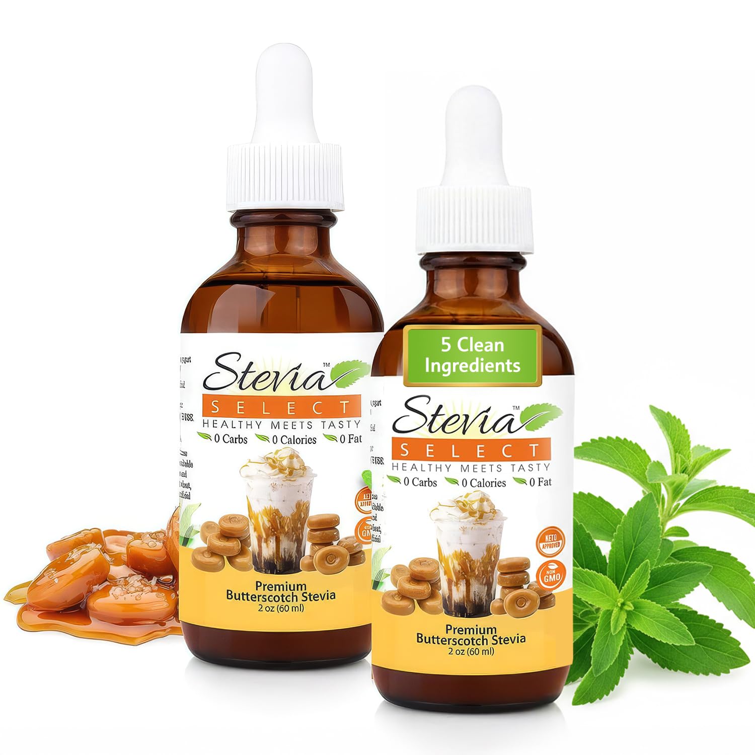 Stevia Select Hazelnut Flavored Liquid Stevia – Zero Calorie Coffee, Tea, Drink & Baking Sweetener, All-Natural, No Erythritol, Keto-Friendly Sugar Alternative, 300 Servings – 2 Oz (1 Pack)