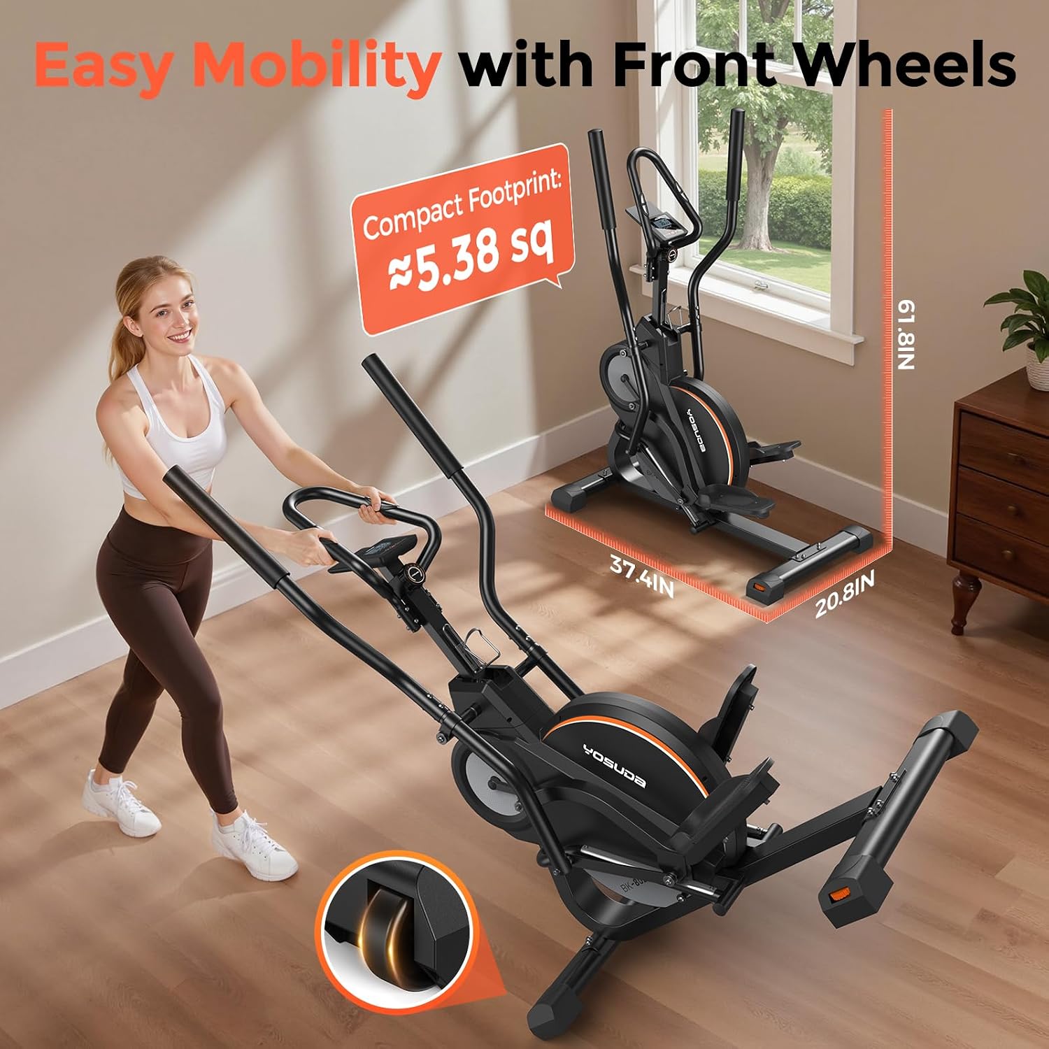 YOSUDA Elliptical Exercise Machine, Compact Elliptical with 45° Incline | 3-in-1 (Elliptical + Cardio Climber + Stair Stepper) Elliptical