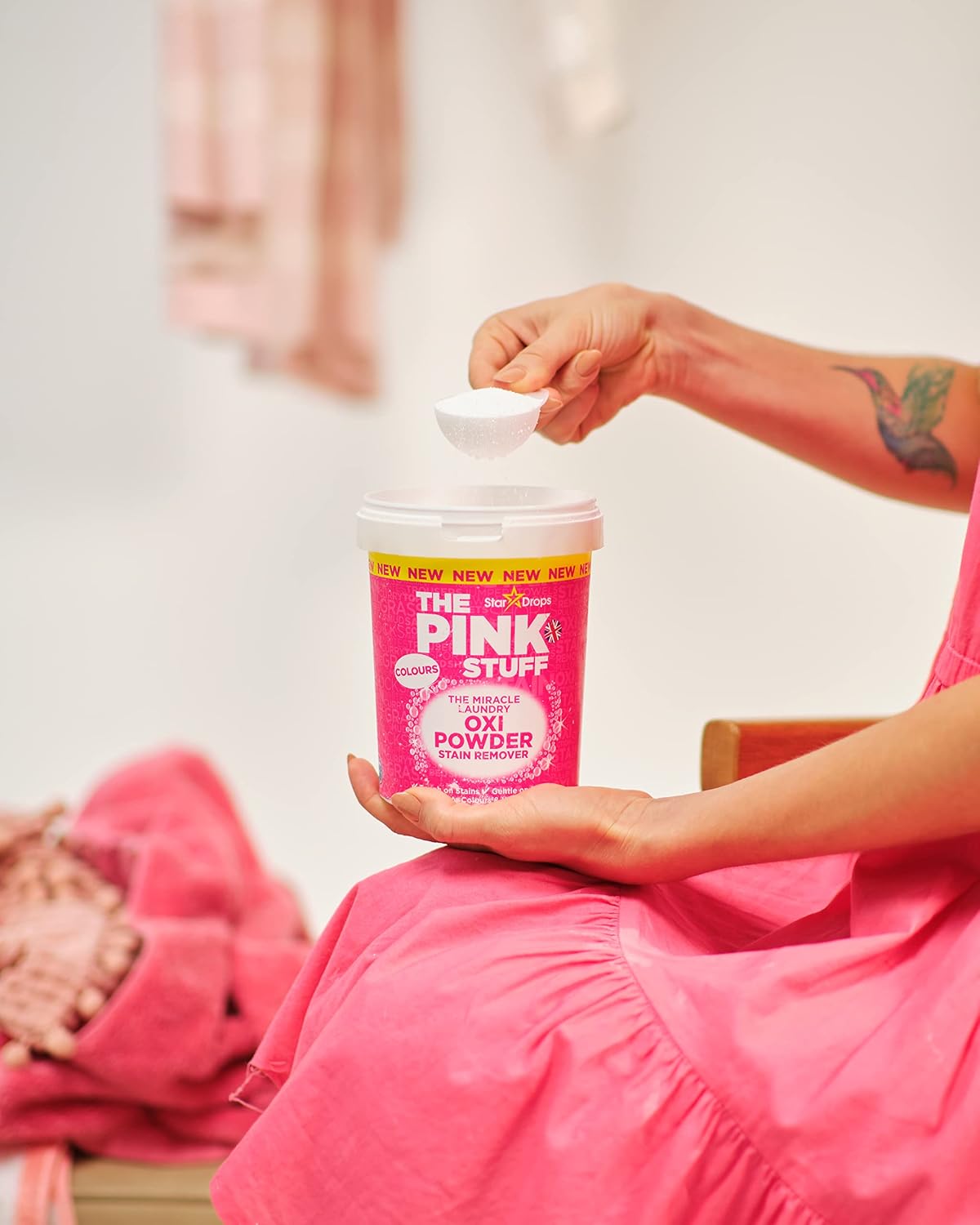 Stardrops The Pink Stuff Miracle Laundry Oxi Powder Stain Remover for Colours, 35.2 Oz