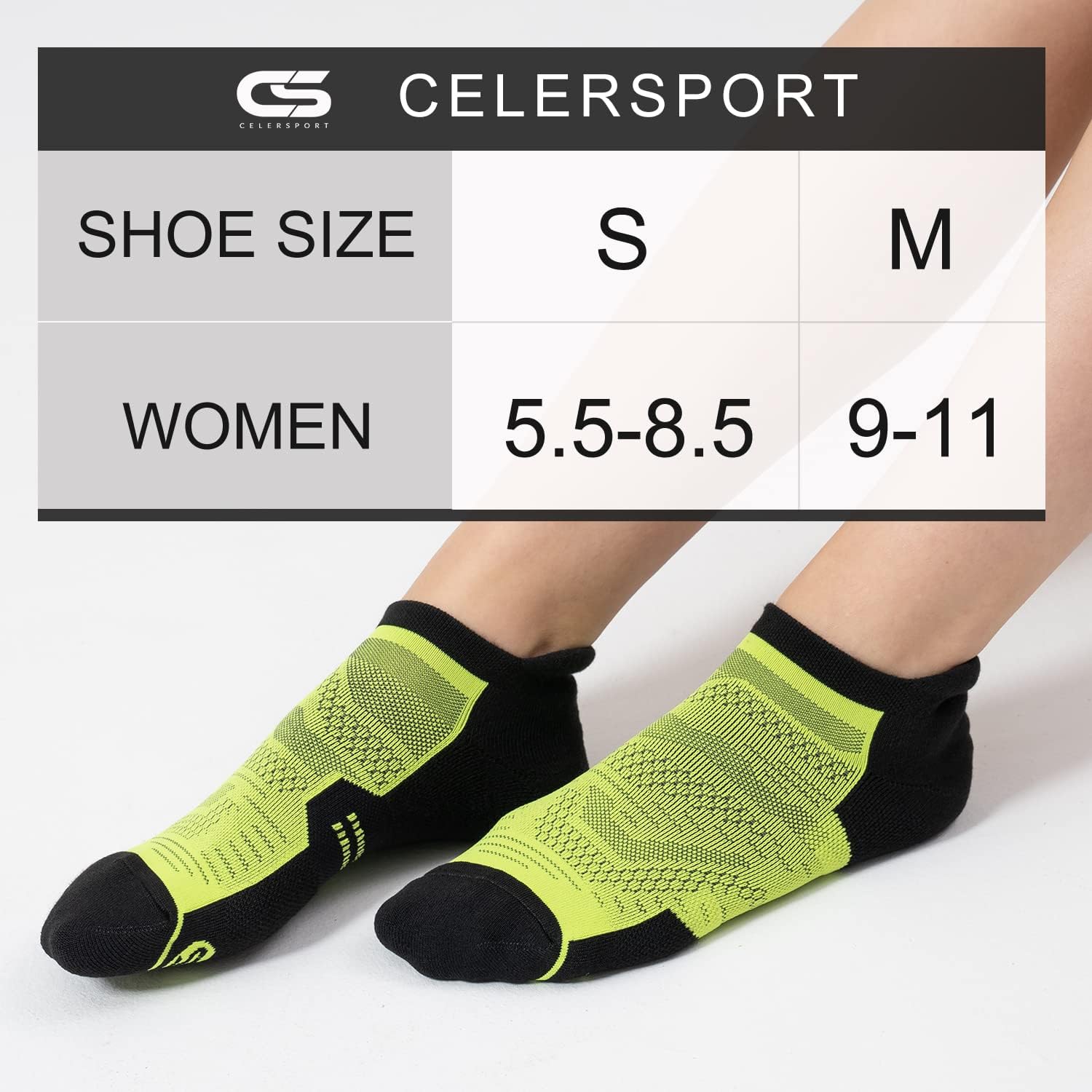 CS CELERSPORT 6 Pack Women's Ankle Running Socks Cushioned Low Cut Tab Athletic Socks