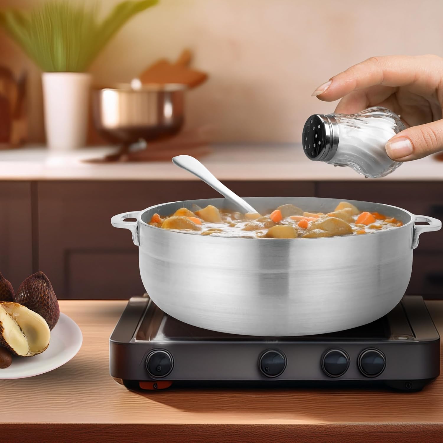 Alpine Cuisine 13-Quart Nonstick Aluminum Caldero Pot | Heavy-Duty Dutch Oven for Large Family Meals, Stews & Rice