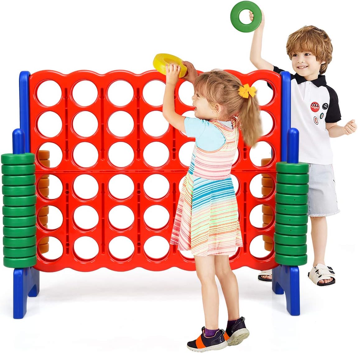 GLACER Giant 4-in-A-Row, Jumbo 4-to-Score Giant Game Set Backyard Games for Kids & Adults