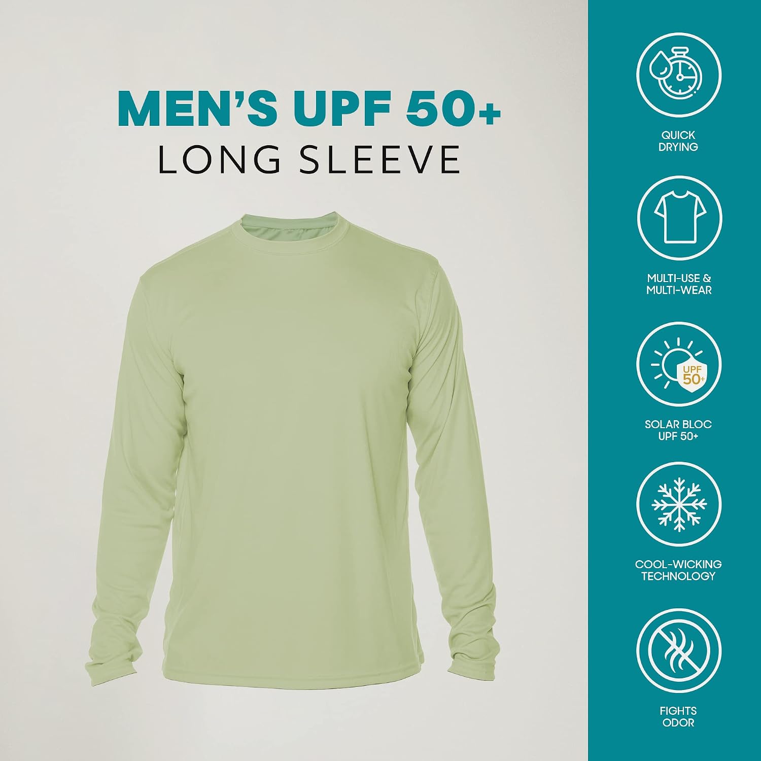 Vapor Apparel Men's Outdoor UPF 50+ Long Sleeve T-Shirt, UV Sun Protection for Fishing, Running, Hiking, Swimming