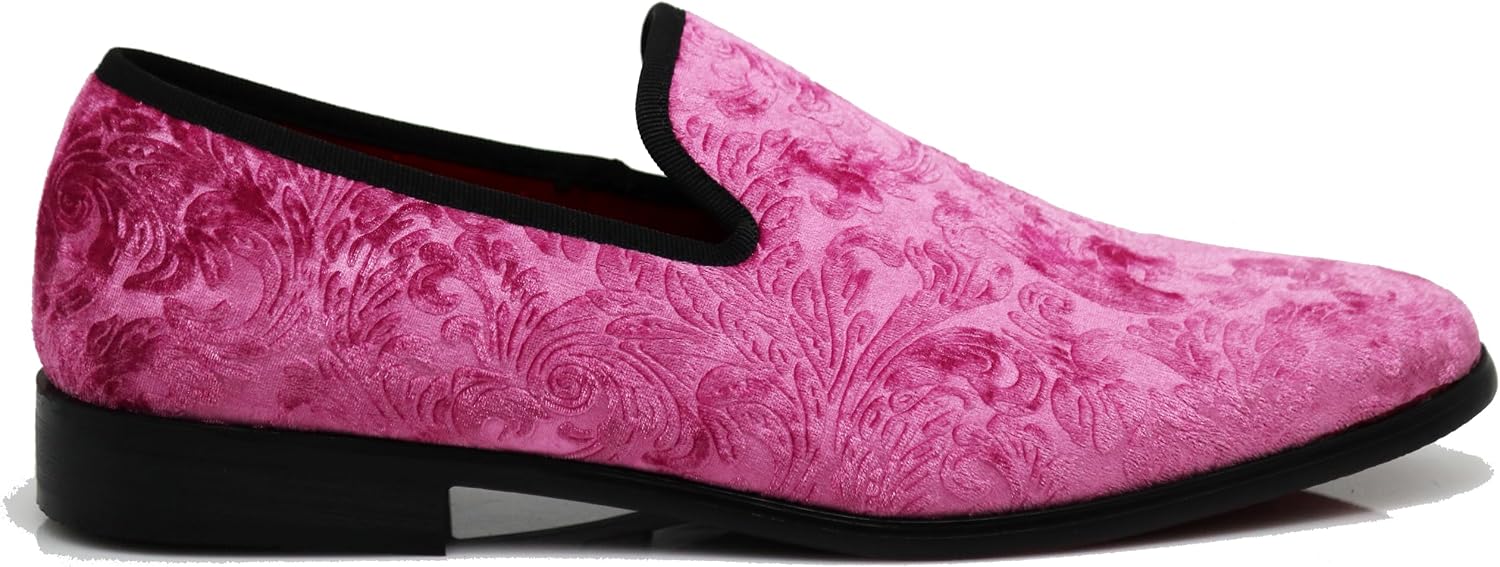 SPK35 Men's Vintage Velvet Flower Designer Dress Loafers Slip On Shoes Classic Tuxedo Dress Shoes