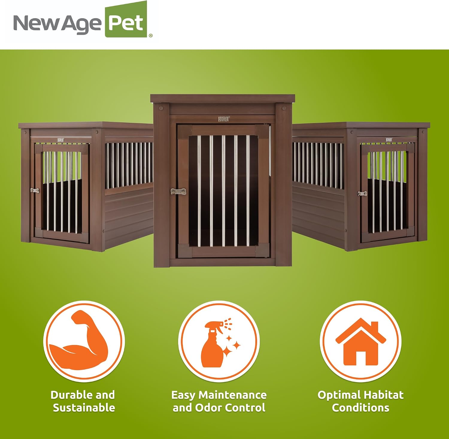 New Age Pet ecoFLEX Pet Crate/End Table, Small, Grey, Model:EHHC405S