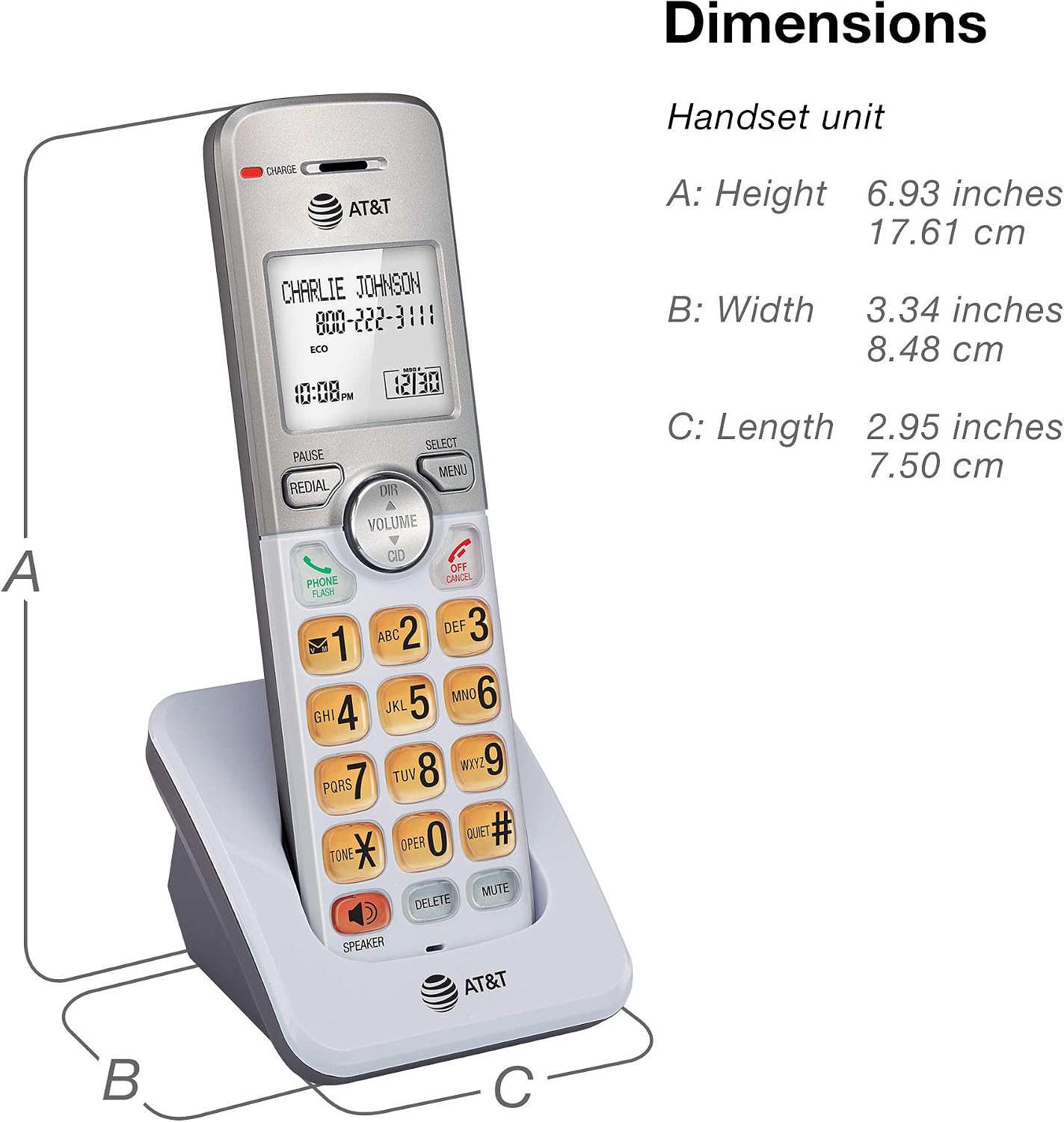 AT&T EL52213 2-Handset Cordless Phone, Light Champagne | Digital Answering System, Extra-Large Backlit Keys, Caller ID/Call Waiting, DECT 6.0, Expandable Speakerphone