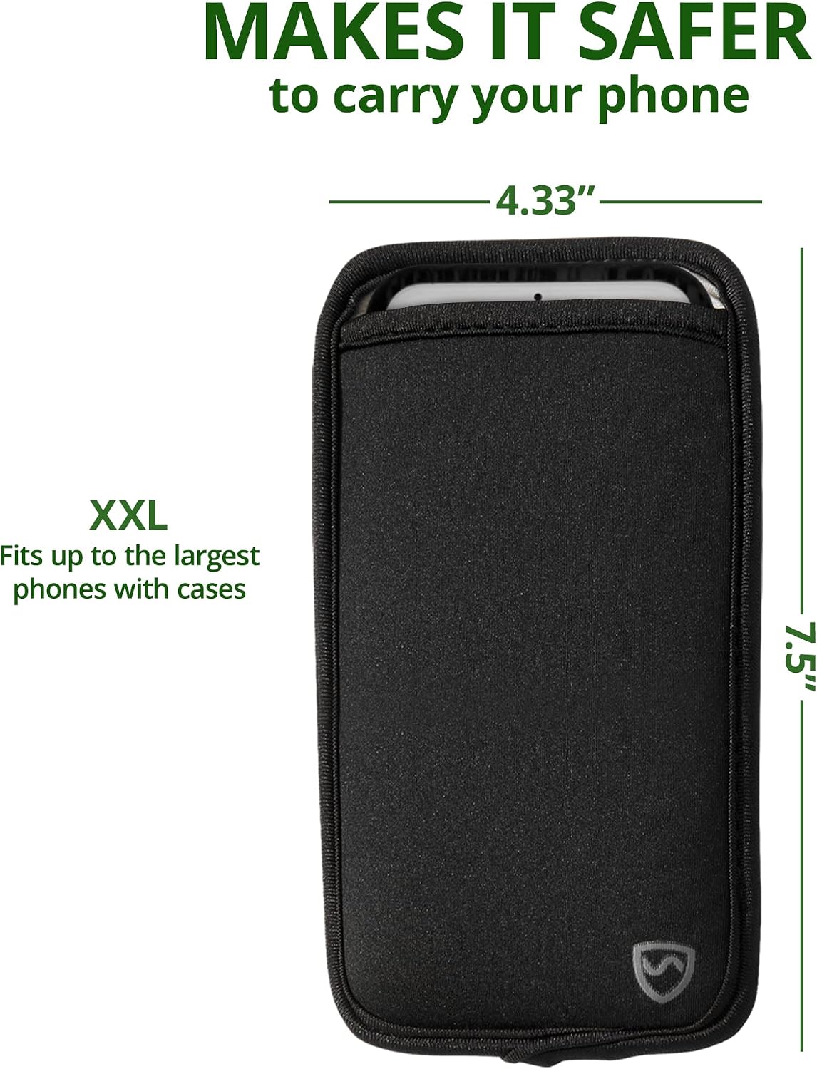 SYB Shield Your Body Anti Radiation Cell Phone Pouch, Cell Phone Sleeves for Blocking EMF, Radiation Blocker for Cell Phone, Black, XL, for Phones Up to 3.25-inches Wide (7 x 4.25 Inches Pouch Size)