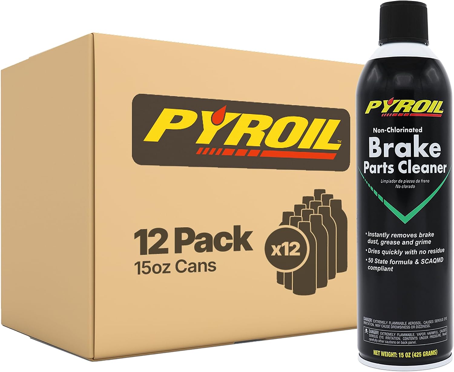 Non-Chlorinated Brake Parts Cleaner, Low VOC, Instantly Removes Brake Dust, Grease & Grime, Quick Drying, 13 Oz (Pack of 12)