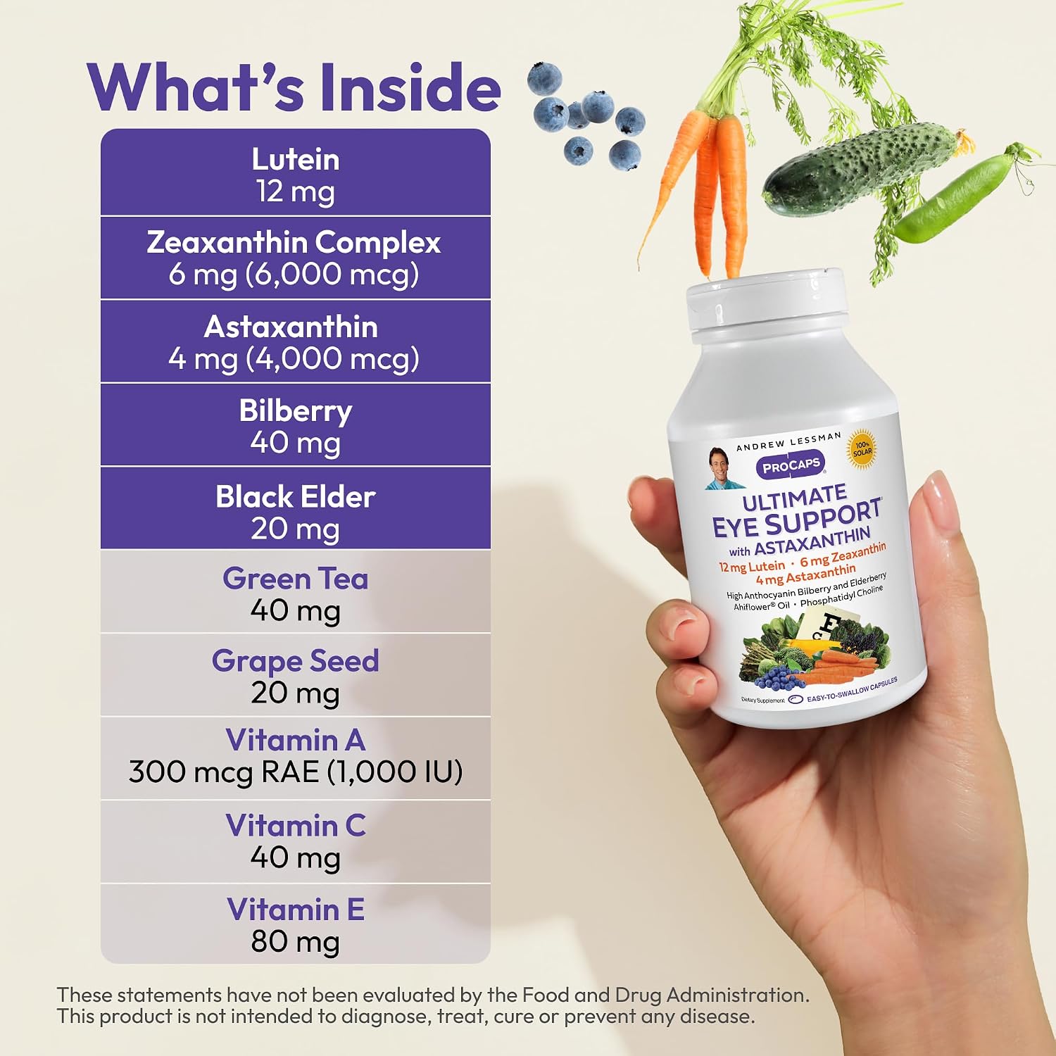 ANDREW LESSMAN Ultimate Eye Support + Astaxanthin 12mg - 30 Softgels