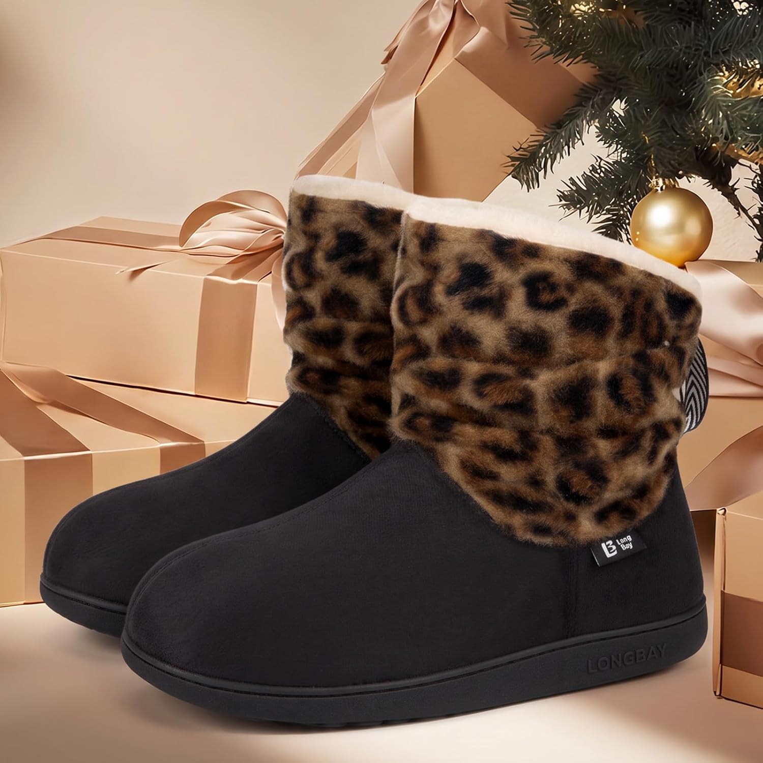 LongBay Slippers Boots for Women Warm Winter Fuzzy Bootie House Shoes Gifts