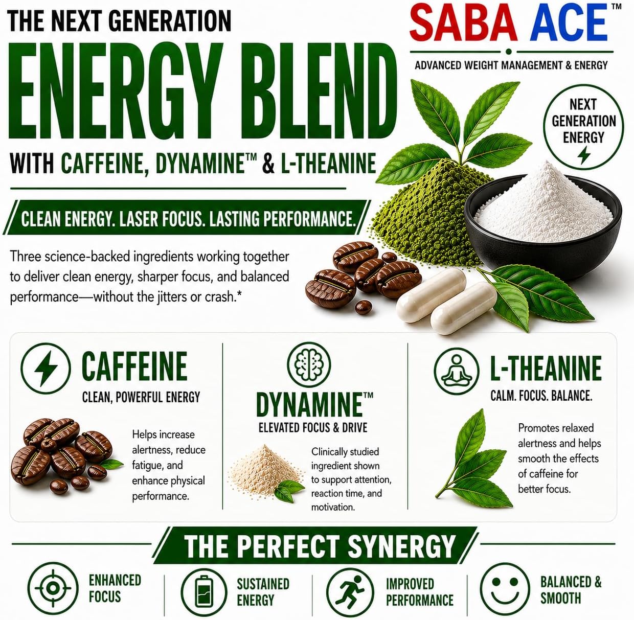 Appetite Control, Energy & Metabolism Support Supplement with Green Tea, TeaCrine®, Dynamine®