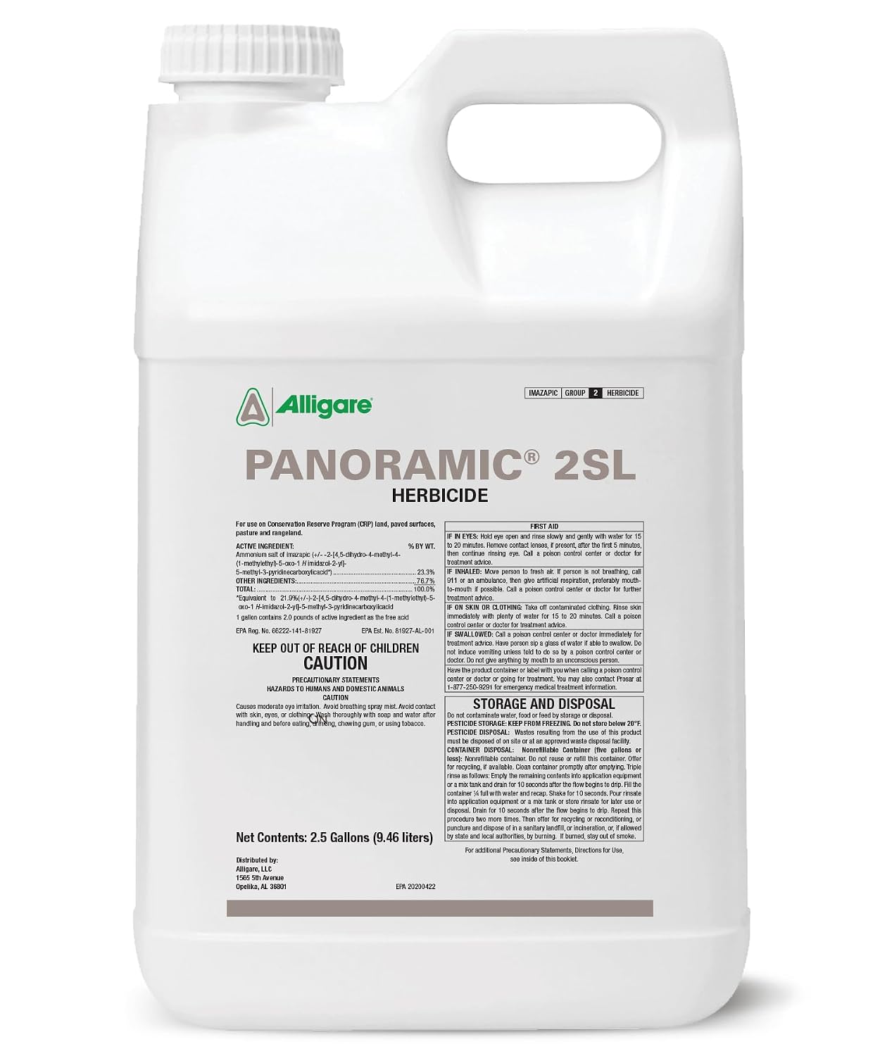 ALLIGARE Panoramic 2SL Herbicide Weed Killer - Versatile Herbicide for Lasting Control of Annual Grasses & Broadleaf Weeds in CRP, Pastures, Rights-of-Way & Industrial Sites - 1 Gallon