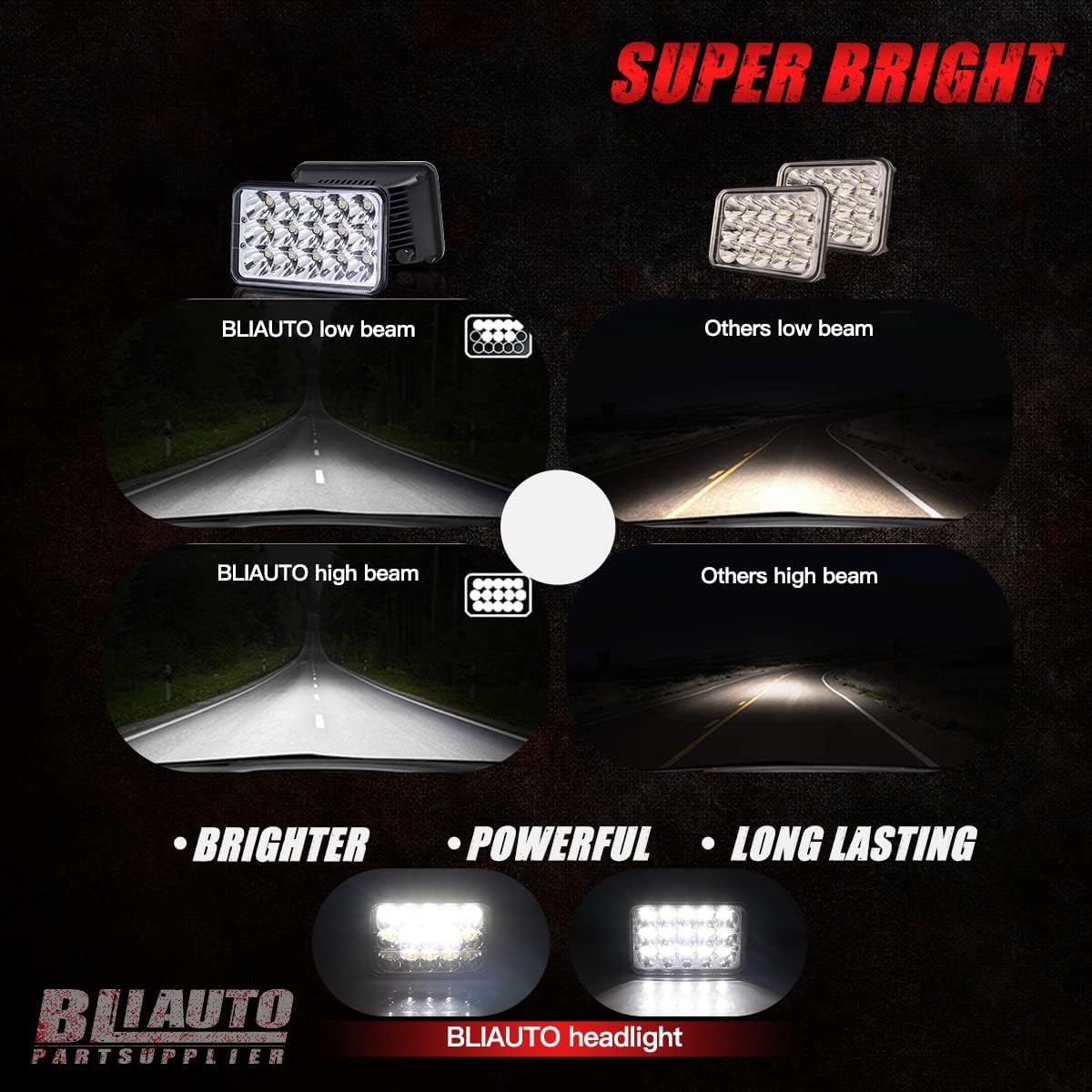 5x7 LED lights Dot Approved Rectangle 7x6 LED 2PCS with Hi/Low Sealed Beam For Trucks Jeep Cherokee XJ Ford Van Replacement 6054 H5054
