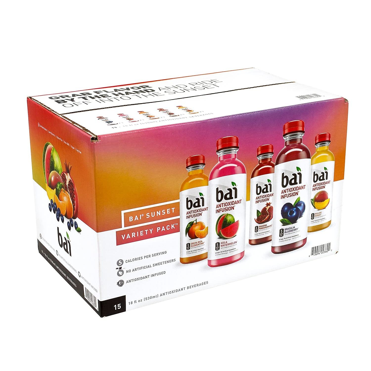 Bai Coconut Flavored Water Puna Coconut Pineapple, Antioxidant Infused, Coconut Pineapple Flavored Water Drink, 18 Fluid Ounce Bottles, 6 Count