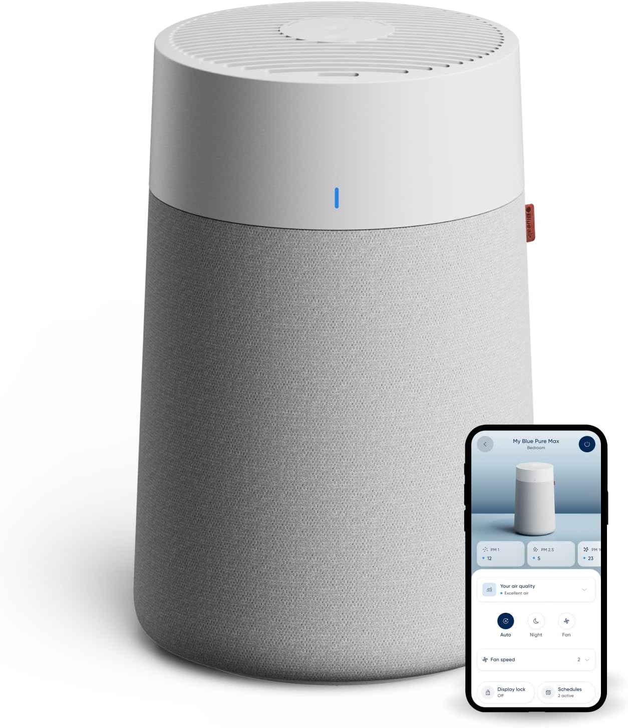 BLUEAIR Blue Pure 511i Max Smart Air Purifier for Bedroom & Small Rooms up to 1, 138 Sq Ft, HEPASilent Air Cleaner for Pets, Allergies, Smoke & Dust