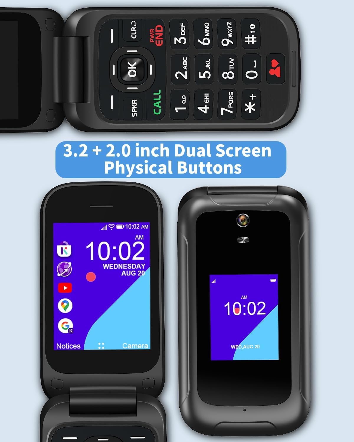 4G Flip Phone Unlocked, Basic Smart Cell Phone for Seniors Backup