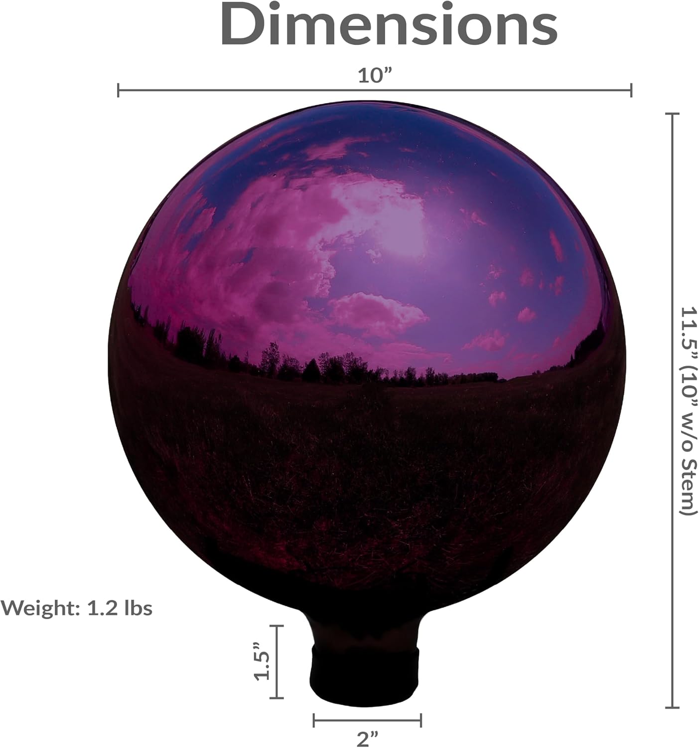 Sunnydaze 10-Inch Handblown Mirrored Glass Gazing Ball, Red | Reflective Outdoor Garden Globe Sphere, for Yard, Patio, Flower Bed, Walkway, and Landscape Decor, Stainless Steel Finish