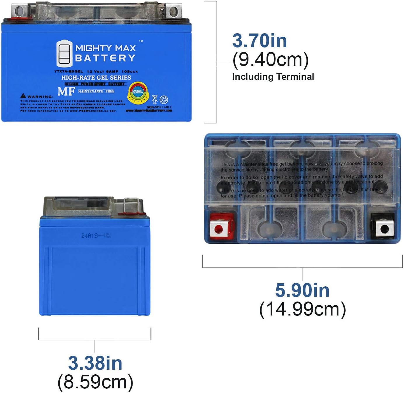 Mighty Max Battery YTX4L-BS GEL - 12 Volt 3 AH, GEL Type, 50 CCA, Rechargeable Maintenance Free SLA AGM Motorcycle Battery