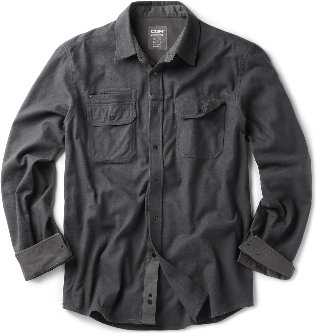 CQR Men's 100% All Cotton Button Down Flannel Shirts, Long Sleeve Brushed Warm Soft Casual Outdoor Plaid Shirt