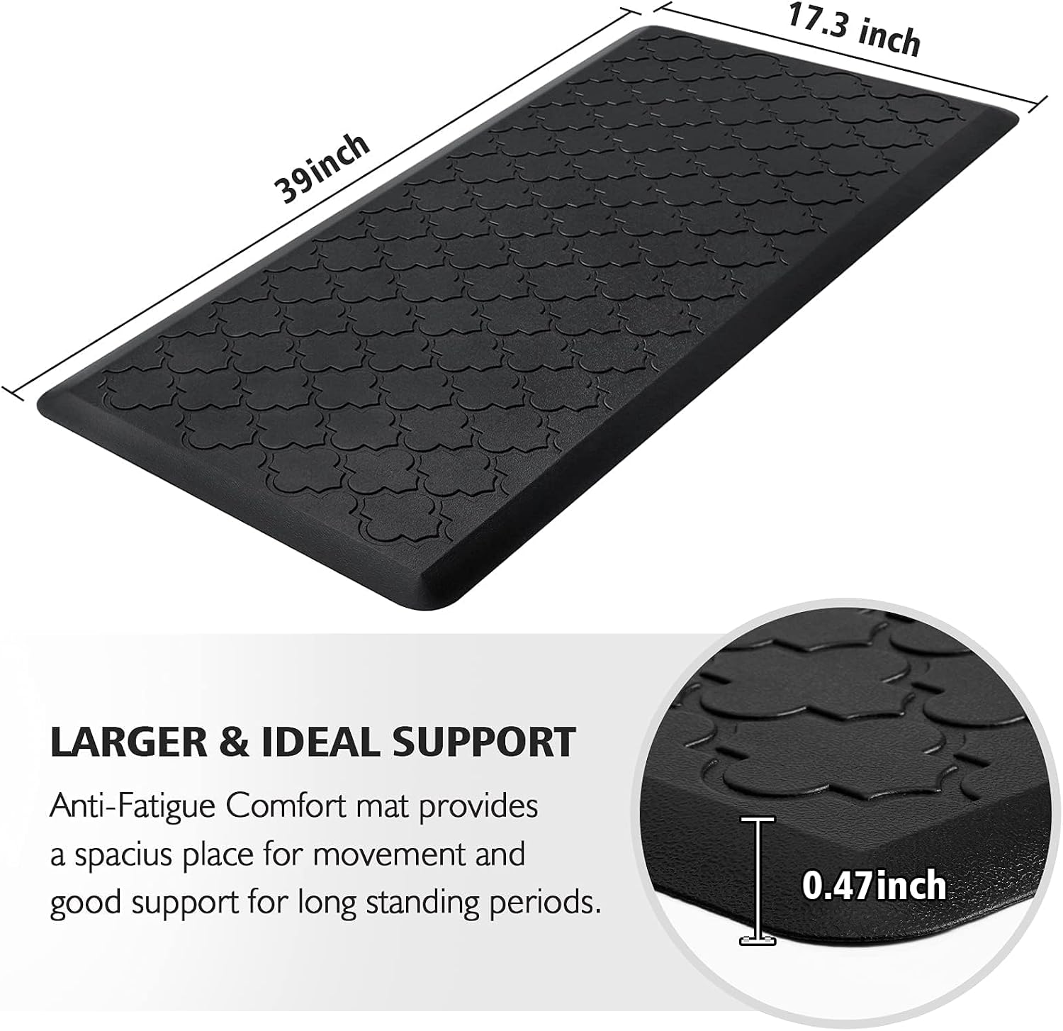 WISELIFE Kitchen Mat Cushioned Anti Fatigue Floor Mat, 17.3"x60", Thick Non Slip Waterproof Kitchen Rugs and Mats, Standing Mat for Floor, Home