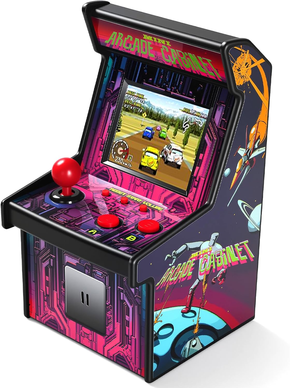 16 Bit Mini Arcade Machine Handheld Games Console for Kids Adults, 8-Way Joystick, 2.5'' Large Screen, 220 Built-in Classic Video Games, Gift for Kids