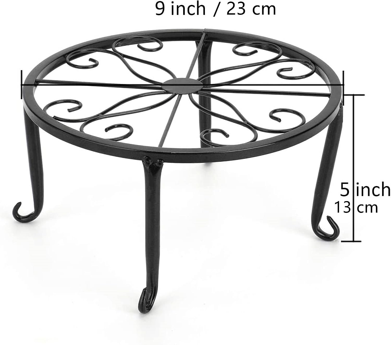 Tosnail 4 Pack Metal Plant Stand, Planter Support Rack, Plant Pot Stands, Planter Holder Heavy Duty, Rust Proof Iron Potted Plant Flower Pot Stand for Indoor Outdoor Garden Patio, Black, 9 Inch
