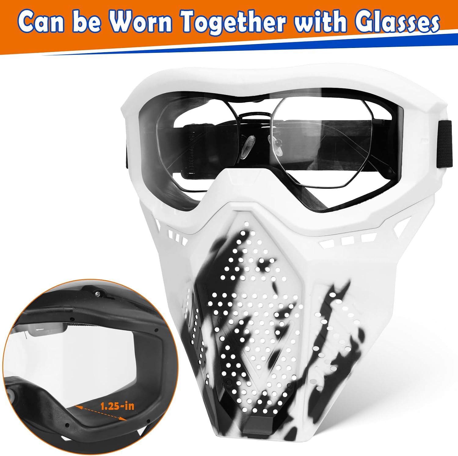 POKONBOY 2 Pack Tactical Mask with Goggles Compatible with Nerf Rival , Apollo, Zeus, Khaos, Atlas, & Artemis Blasters Rival Mask Red & Blue
