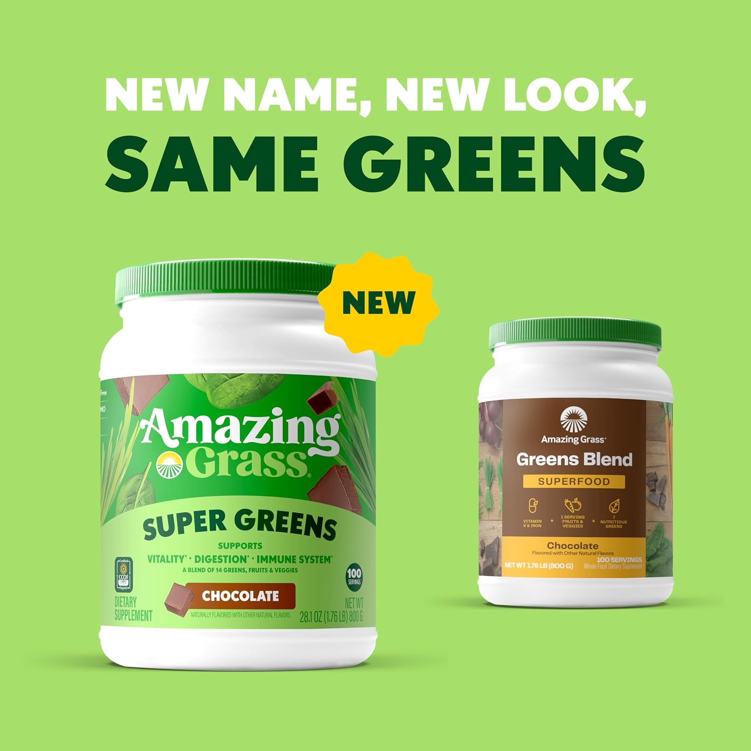 Amazing Grass Super Greens Powder Original, 60 Servings, 16.9 oz | Organic Greens Superfood Powder with Spirulina, Beet Root, Probiotics & Digestive Enzymes to Support Digestion