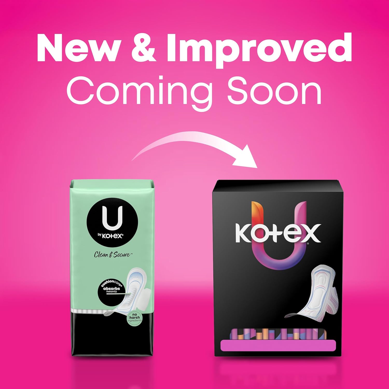 U by Kotex Clean & Secure Ultra Thin Pads, Regular Absorbency, 176 Count (4 Packs of 44) (Packaging May Vary)